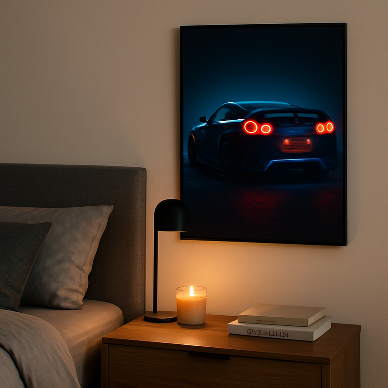 How to Style a Bedroom, Office or Garage Around a Neon Car Poster