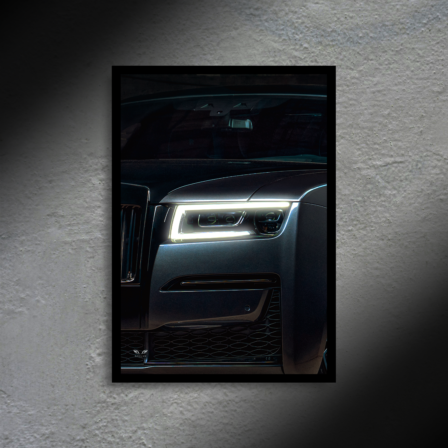 Rolls Roys Ghost Headlight LED Poster A2 - Rolls Royce Ghost Headlight Poster – Luxury LED Wall Decor - Car LED Poster - NOXLUX Decor