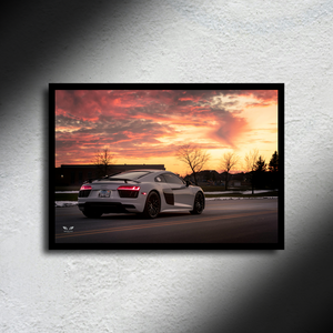 Audi R8 LED Poster A2 - Audi R8 Poster - LED Backlit Supercar Wall Art & Nightlight - Car LED Poster - NOXLUX Decor