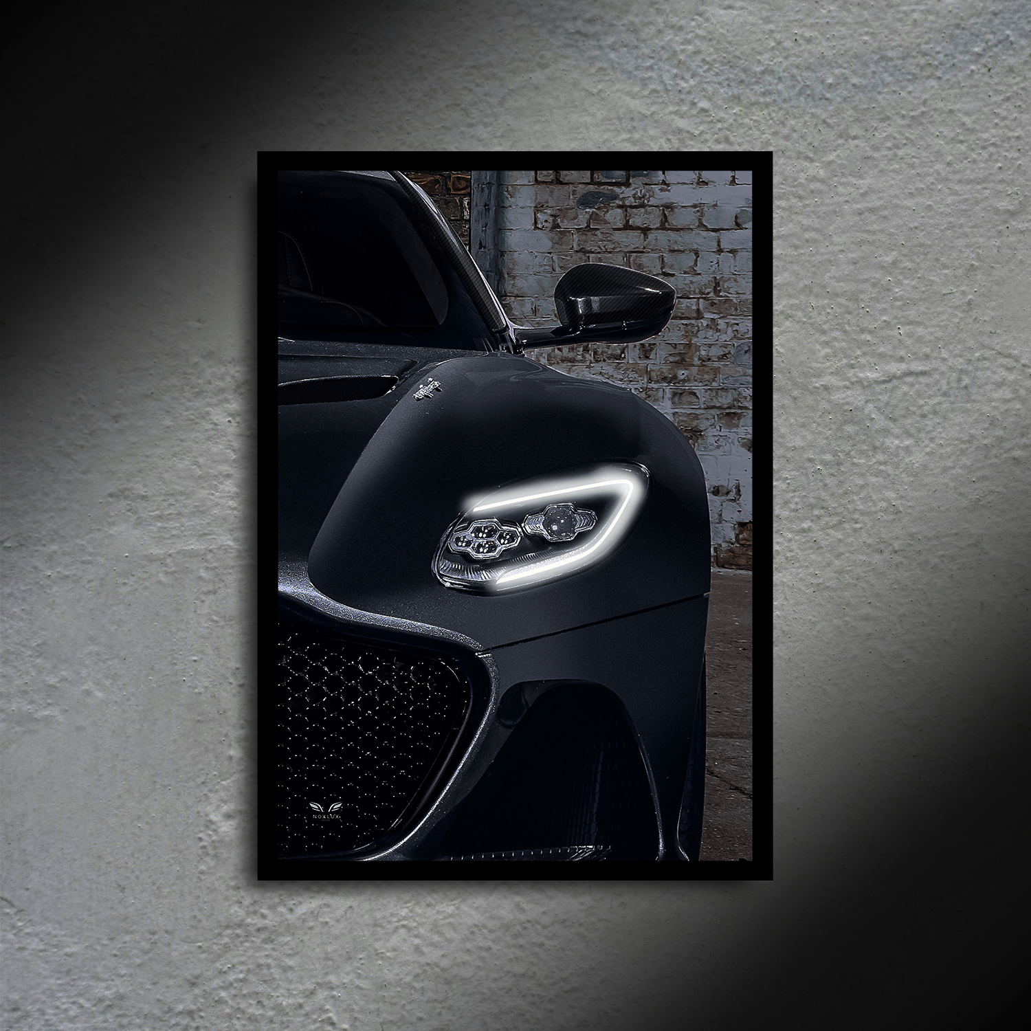 Aston Martin DBS 007 Headlight Edition LED Poster A2 - 007 Aston Martin Headlight LED Poster – Backlit Wall Art - Car LED Poster - NOXLUX Decor