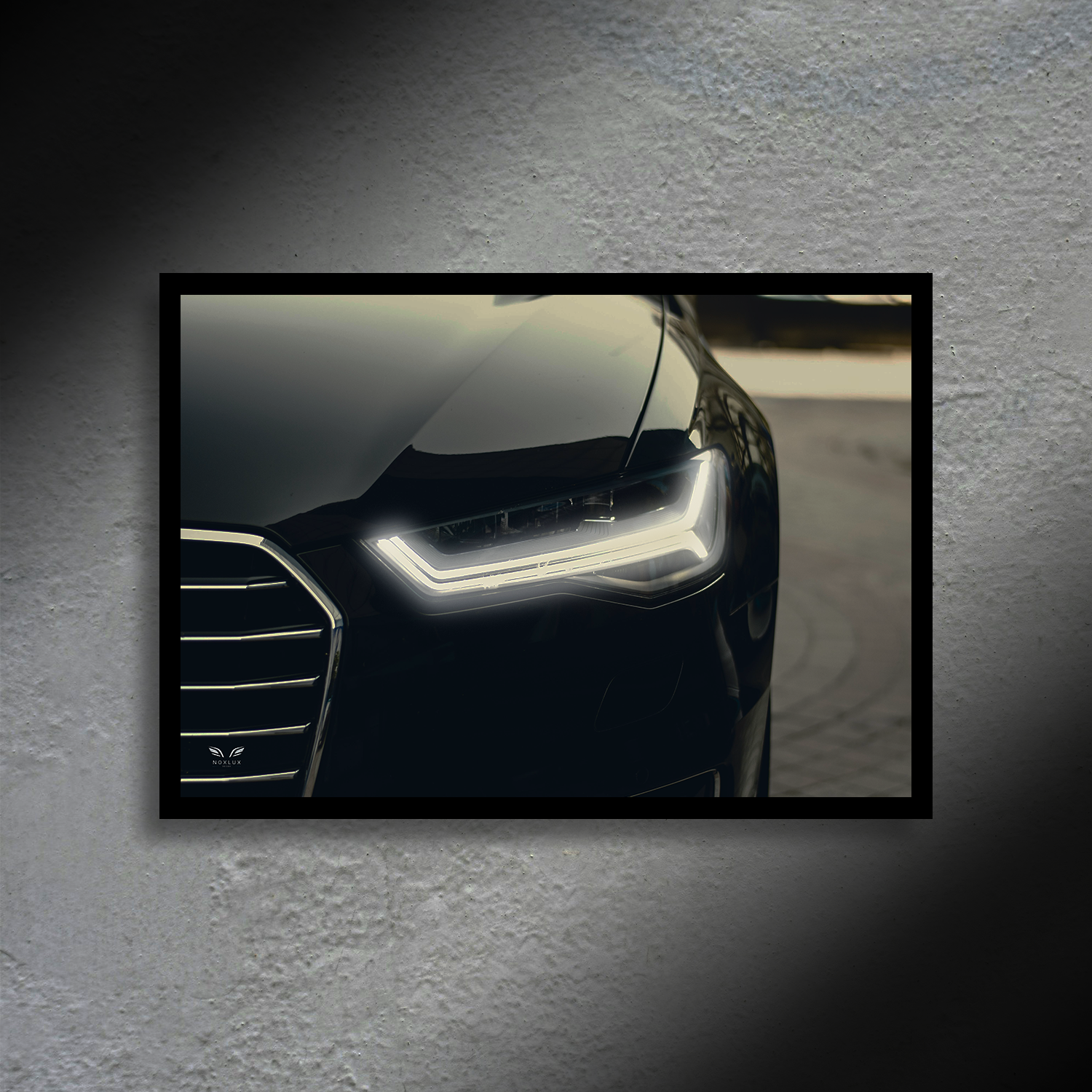 Audi A6 Headlight Edition LED Poster A2 - Audi A6 Poster - Custom LED Backlit Car Wall Art - Car LED Poster - NOXLUX Decor