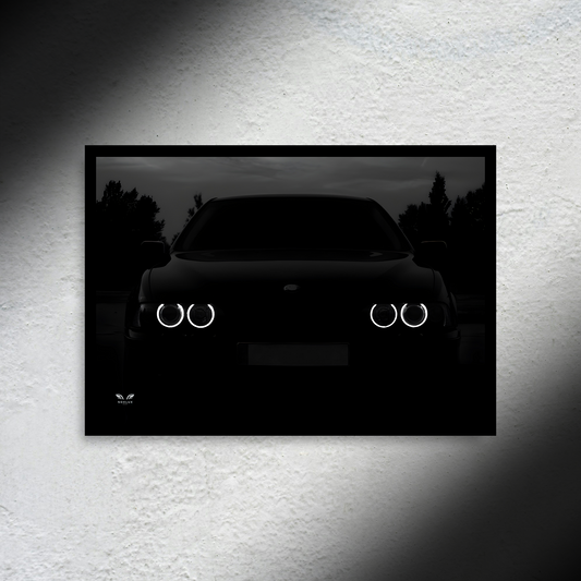 BMW E39 "Death Stare" LED Poster A2 - BMW E39 “Death Stare” LED Poster A2 – Backlit Wall Art for BMW Fans - Car LED Poster - NOXLUX Decor