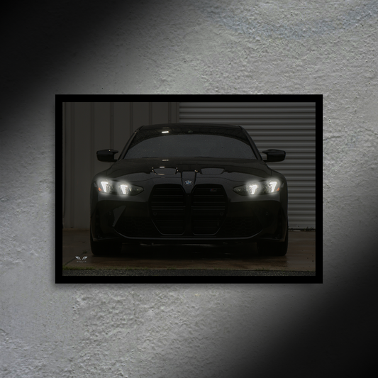 BMW M3 G80 "Snake Eyes" LED Poster A2 - BMW M3 G80 “Snake Eyes” LED Poster A2 – Backlit Automotive Wall Art - Car LED Poster - NOXLUX Decor
