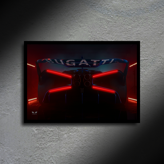 Bugatti Bolide LED Poster A2 - Bugatti Bolide LED Poster – Hypercar Light Up Wall Poster - Car LED Poster - NOXLUX Decor