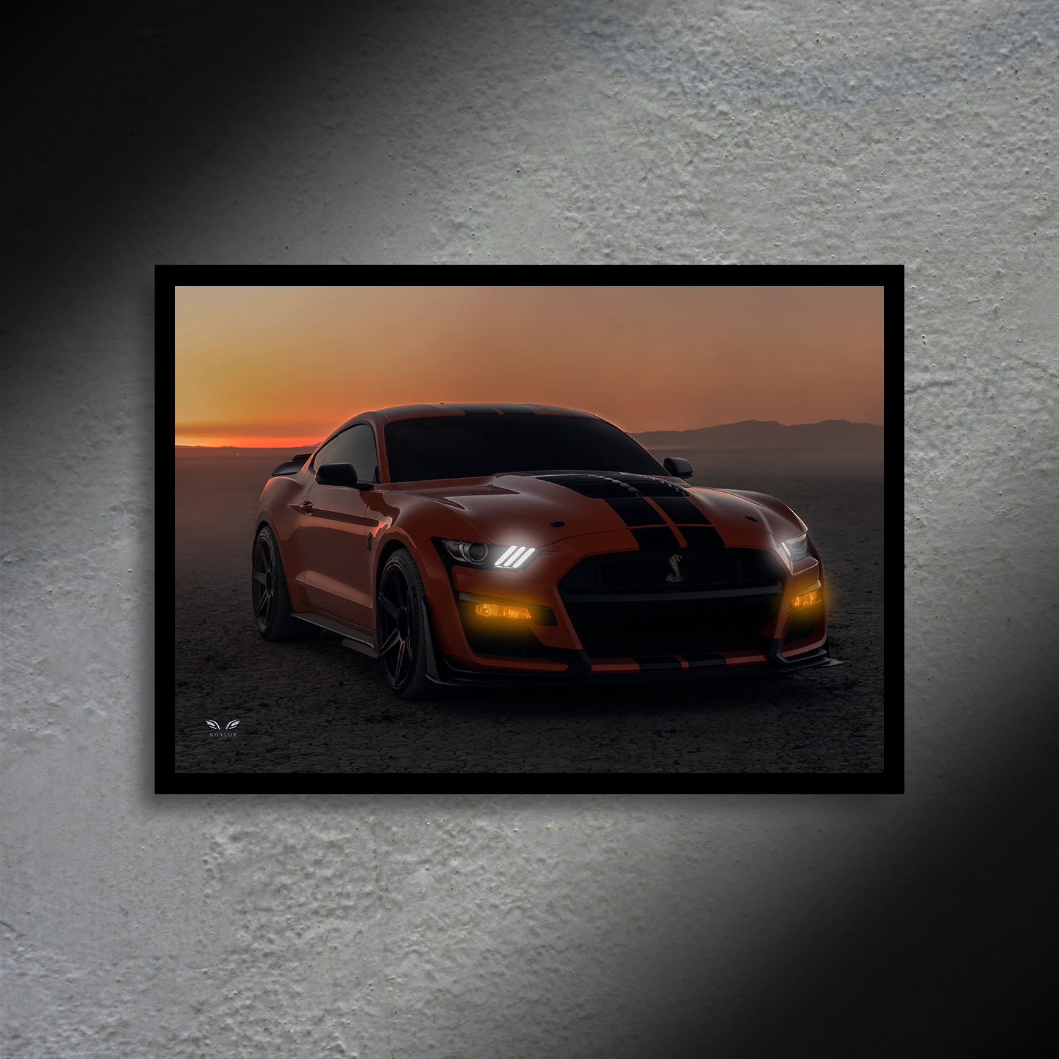 Ford Mustang Shelby GT500 Led Poster A2 - Ford Mustang Shelby GT500 Led Poster A2 – LED Poster Wall Art for Car Lovers - Car LED Poster - NOXLUX Decor
