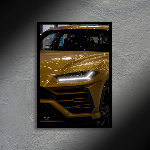 Lamborghini Urus Headlight Edition Portrait LED Poster A2 - Lamborghini Urus Headlight Edition Portrait A2 – LED Poster Wall Art for Car Lovers - Car LED Poster - NOXLUX Decor