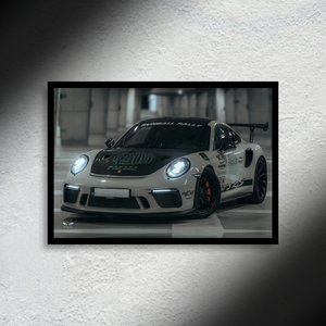 Porsche 911 GT3 RS Runball Rally LED Poster A2 - Porsche 911 GT3 RS Poster – Runball Rally LED Wall Art - Car LED Poster - NOXLUX Decor