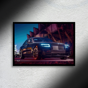 Rolls Royce Ghost Black Badge LED Poster A2 - Rolls Royce Ghost Black Badge A2 – LED Poster Wall Art for Car Lovers - Car LED Poster - NOXLUX Decor