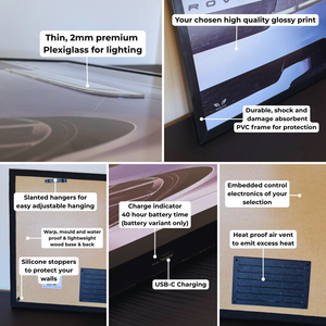 Mercedes-Benz CLS Facelift LED Poster A2 - Mercedes CLS Facelift LED Poster A2 – Modern Light-Up Wall Art - Car LED Poster - NOXLUX Decor