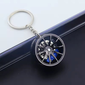 Spinning Alloy Wheel Keychain – Vented Brake Disc Style - Alloy Wheel Keychain – Spinning Car Rim with Brake Caliper - Car LED Poster - NOXLUX Decor