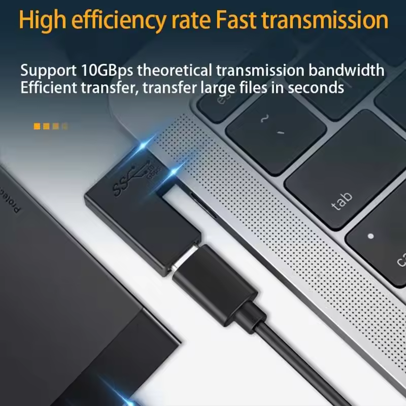Right Angle 90 Degree Angled USB-C Female to Male Extension Adapter - - Car LED Poster - NOXLUX Decor