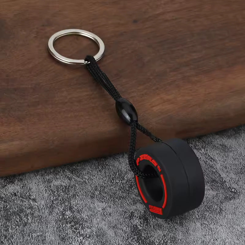 F1 Style Racing Tyre Keychain - F1 Style Racing Tyre Keychain - Car Enthusiast Keychain Accessory - Car LED Poster - NOXLUX Decor