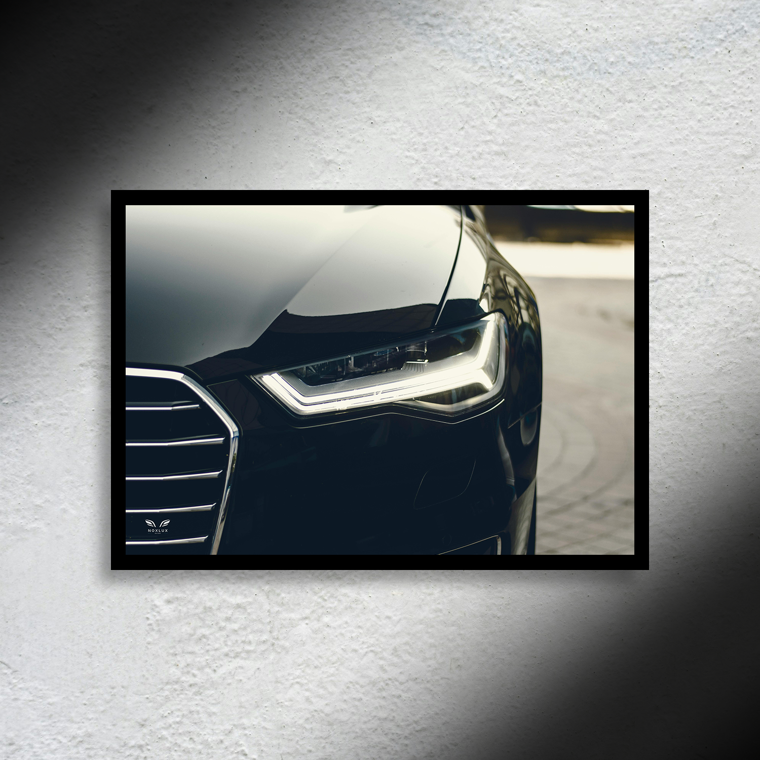 Audi A6 Headlight Edition Led Poster - Audi A6 LED Poster – Custom Backlit Car Wall Art - Car LED Poster - NOXLUX Decor