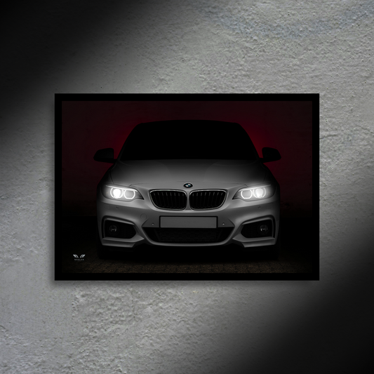 BMW M240i F22 LED Poster A2 - BMW M240i Poster – LED Light-Up Car Wall Art & Decor - Car LED Poster - NOXLUX Decor