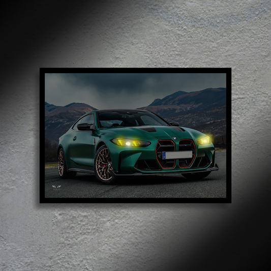 BMW M4 CS G82 LED Poster A2 - BMW M4 CS G82 Poster - LED Backlit Automotive Wall Art - Car LED Poster - NOXLUX Decor