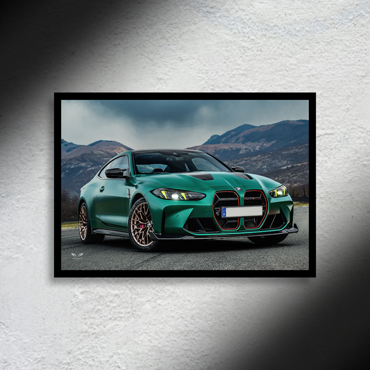 BMW M4 CS G82 LED Poster A2 - BMW M4 CS G82 Poster - LED Backlit Automotive Wall Art - Car LED Poster - NOXLUX Decor