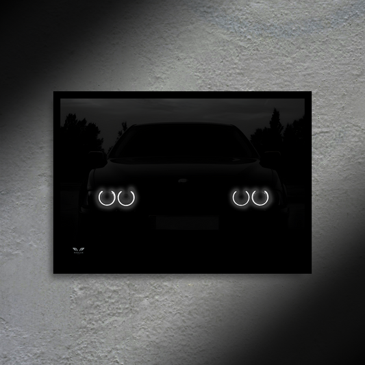 BMW E39 "Death Stare" LED Poster A2 - BMW E39 “Death Stare” LED Poster A2 – Backlit Wall Art for BMW Fans - Car LED Poster - NOXLUX Decor
