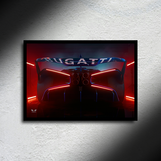Bugatti Bolide LED Poster A2 - Bugatti Bolide LED Poster – Hypercar Light Up Wall Poster - Car LED Poster - NOXLUX Decor