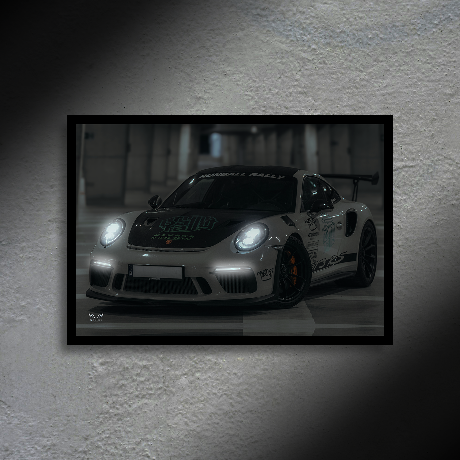 Porsche 911 GT3 RS Runball Rally LED Poster A2-Porsche 911 GT3 RS Runball Rally A2 – LED Poster Wall Art for Car Lovers-NOXLUX Decor