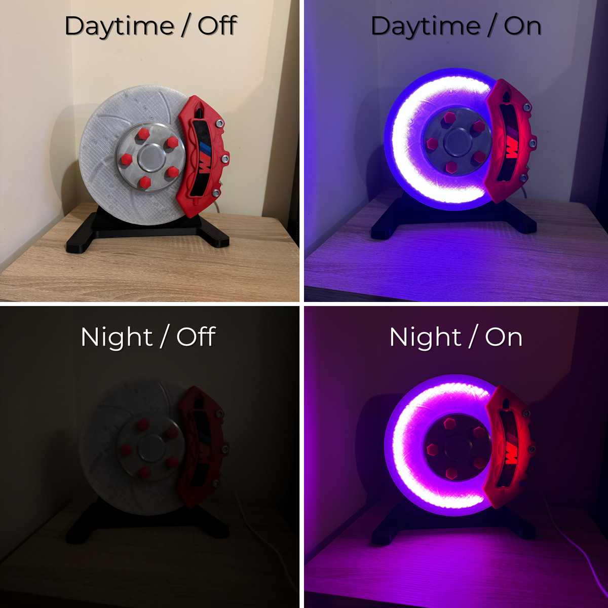 Brake Disc Lamp | RGB LED - RGB Brake Disc Lamp | Colour-Changing LED Lamp - Car LED Poster - NOXLUX Decor